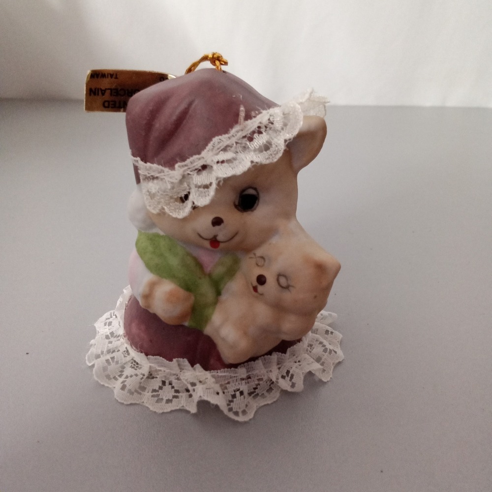 Jasco Caring‎ Critter Chimers Vintage Porcelain Bear Bell Ornament Hand Painted